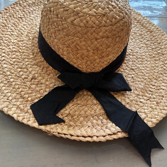 Natural Vintage Bow Back Straw Hat - Picture 3 of 10